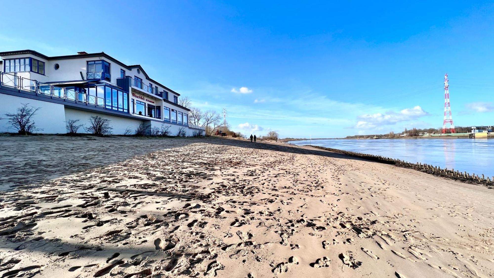 ברנה Gaestehaus Weserblick Am Weser-Sandstrand מראה חיצוני תמונה